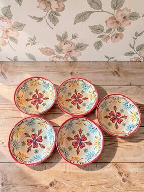 Better Homes & Gardens Floral Bowls Set of 5 | 7.5" Colorful Boho Dinnerware